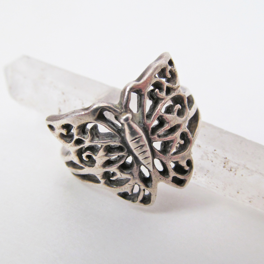 Vintage Sterling Silver Filigree Butterfly Ring